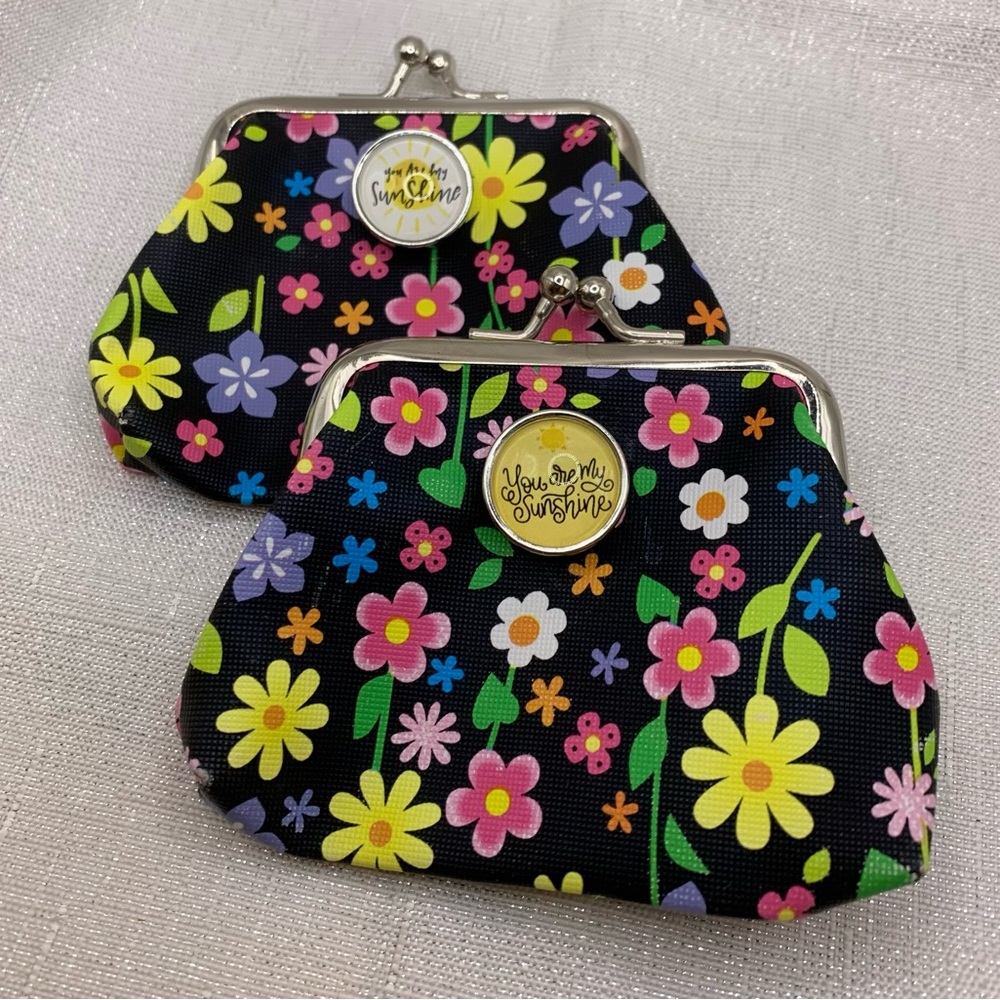 You Are My Sunshine - Snap Button Coin Purses with 2 Charms - Set of 2